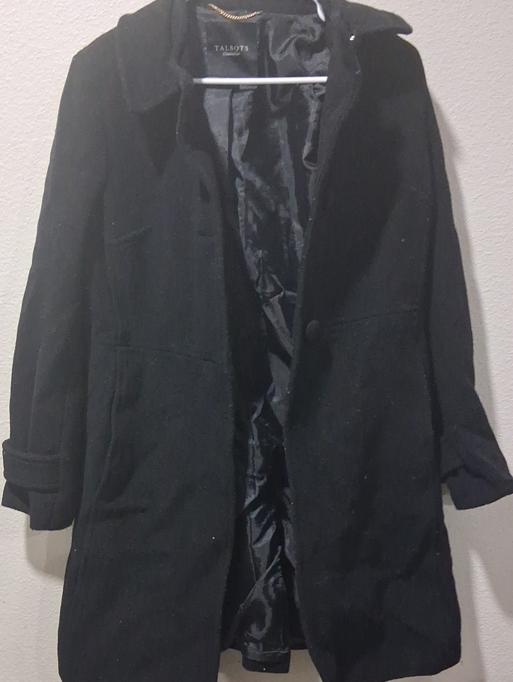 Talbots Black Wool Single-Breasted Coat